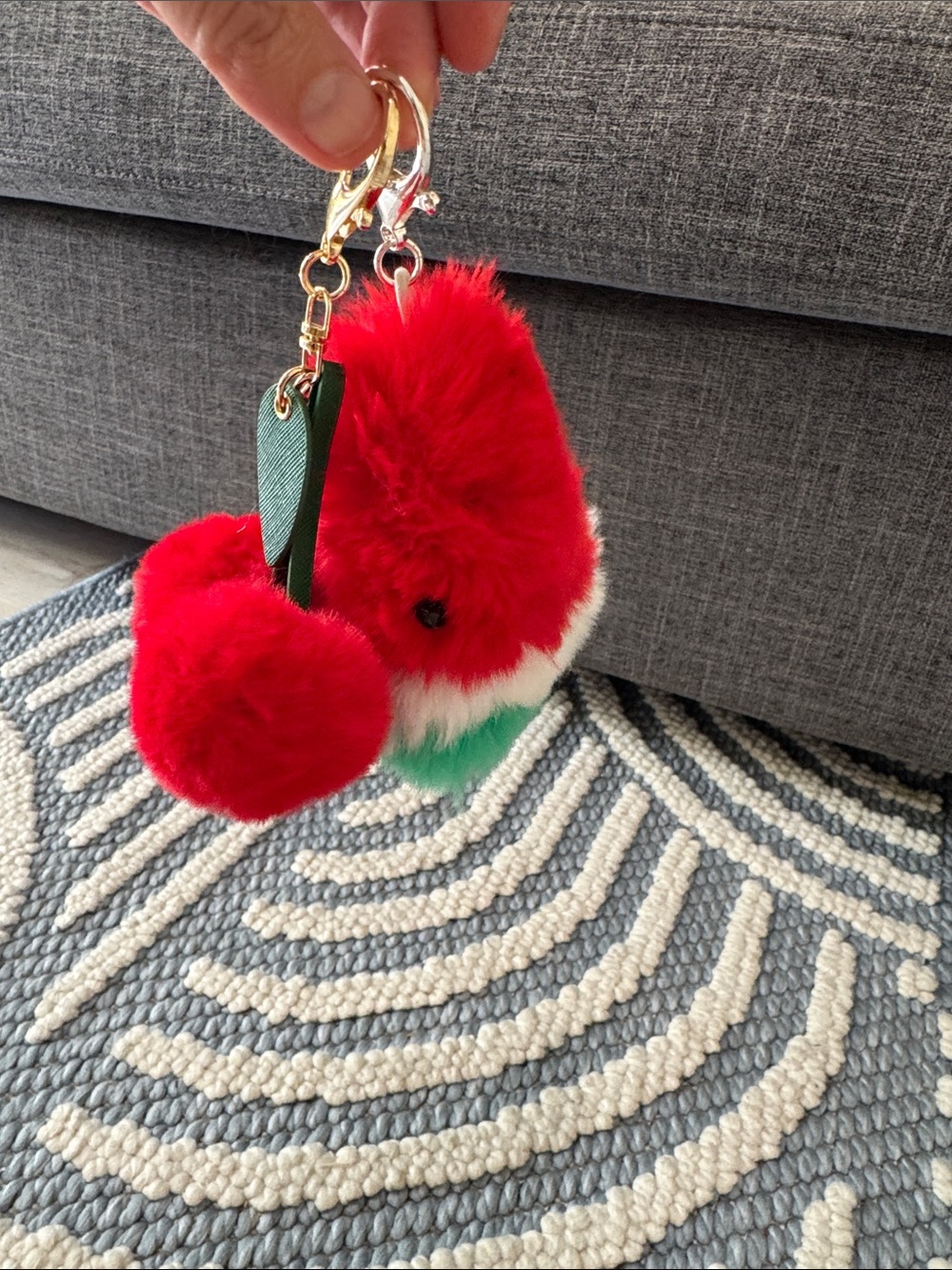 Cute Plush Fruit Bag Charms Cherry & Watermelon Keychain Purse Backpack Accessor - Picture 4 of 4